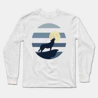 black Wolf In The Moon Long Sleeve T-Shirt